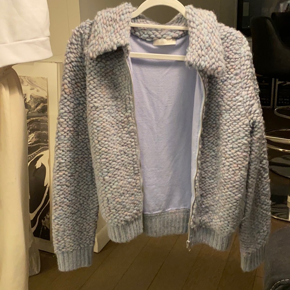 Loveshack fancy knit bomber jacket